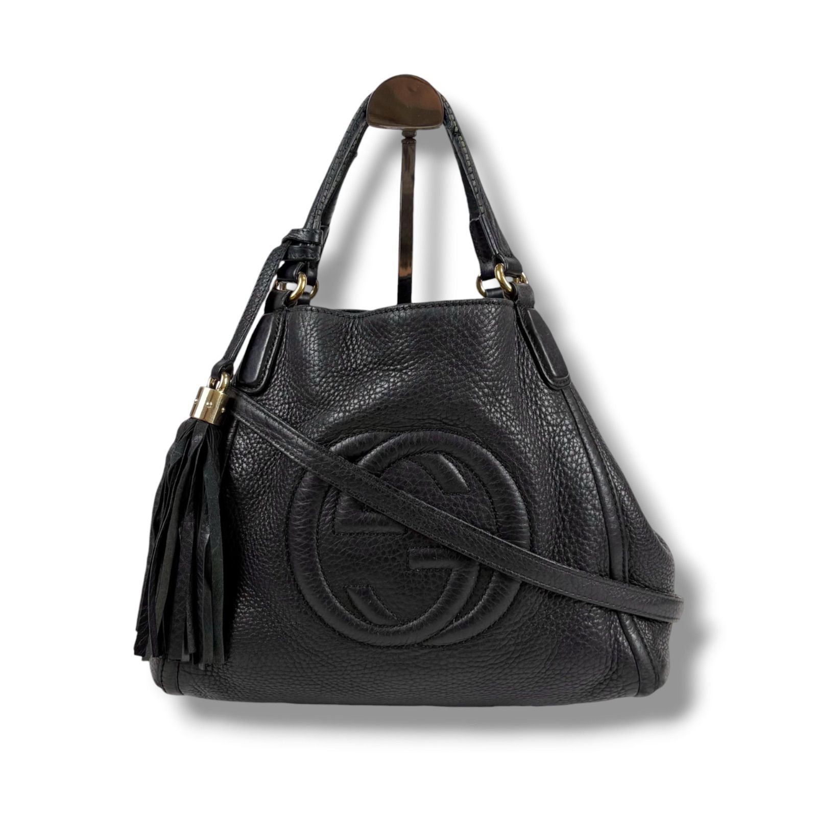 グッチ　GUCCI 2WAY インターロッキング　ソーホーバッグ　ショルダーバッグ　ブラック　黒　レザー　336751