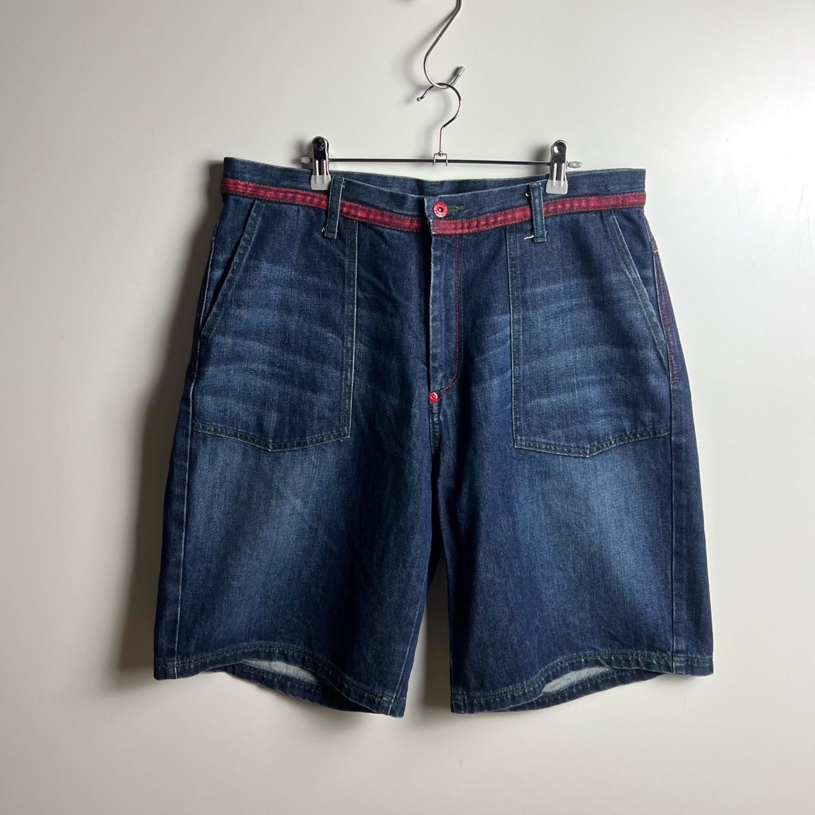 REAL MAD HECTIC 00s archive red paint half jeans XL リアルマッドへ