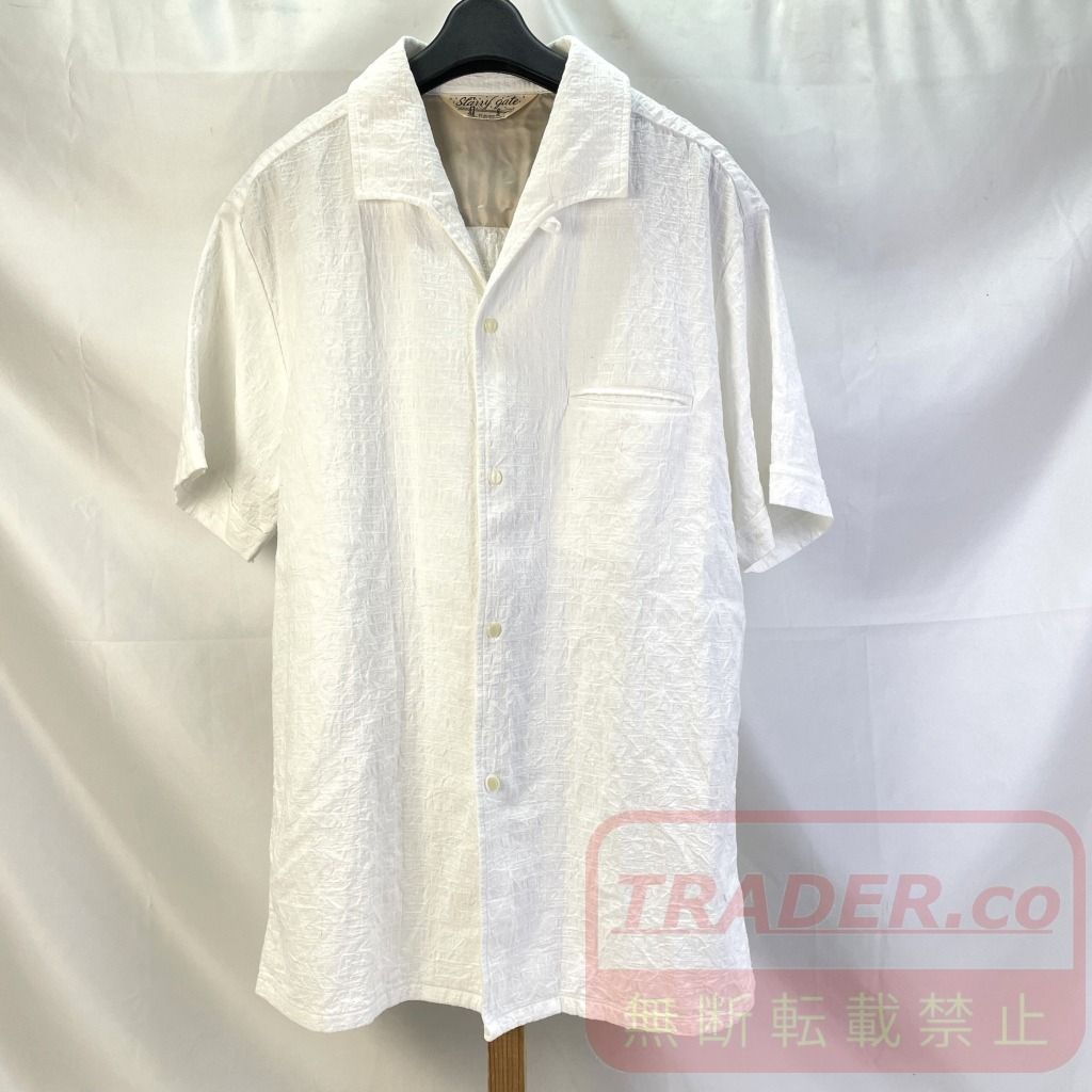 01w-6735 ジェラード JELADO STARRY GATE Vincent Shirts ヴィンセントシャツ イタリアンカラーオープンシャツ 半袖シャツ ホワイト サイズL 日本製 メンズ コットン 【中古品】