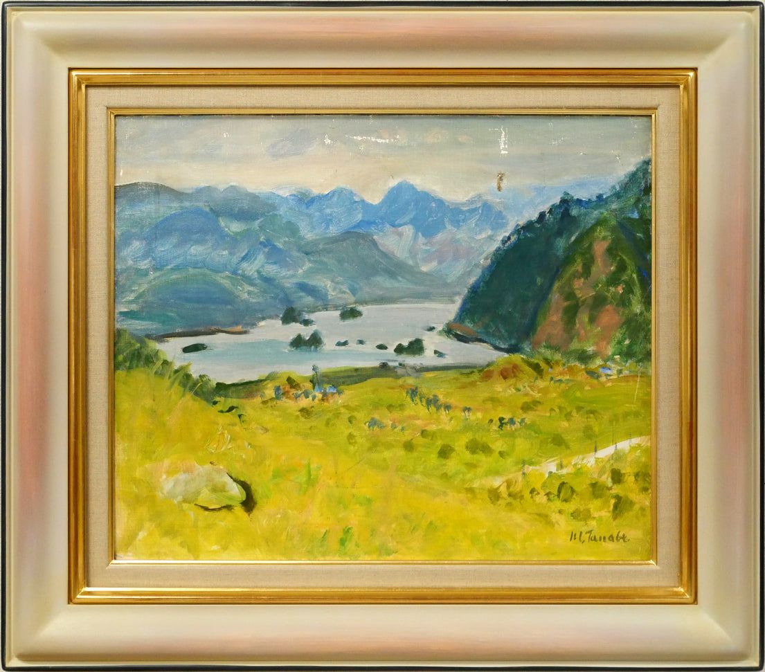 田辺 三重松「風景画」油絵・F8号 行動美術協会創立会員 全道展創立会員 函館出身 北海道代表作家 小竹美術 真作保証