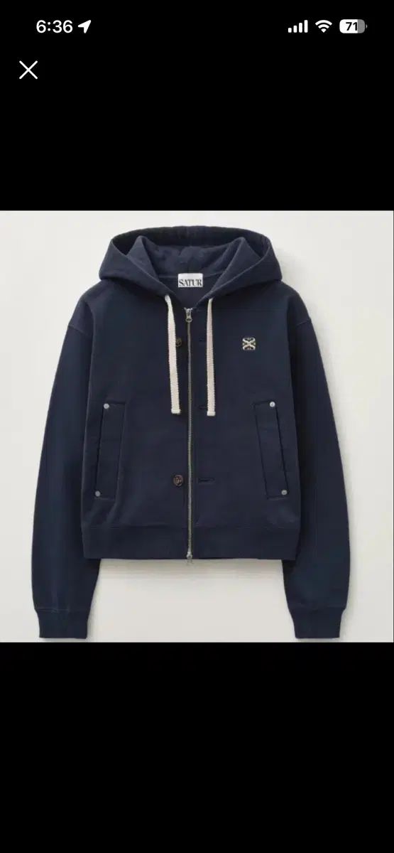 SATUR セター ネイビー フード ジップアップ ジャケット L