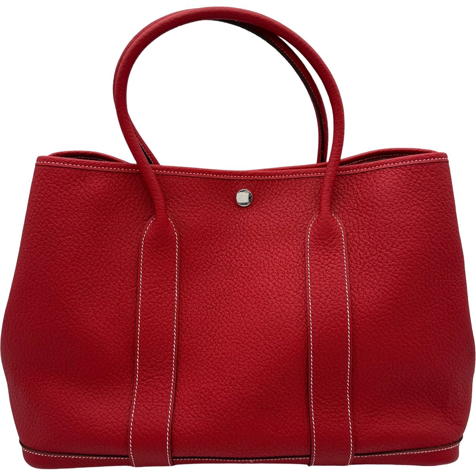 エルメス HERMES ガーデンパーティPM □Q刻印 ルージュカザック シルバー金具 トリヨン レディース ハンドバッグ