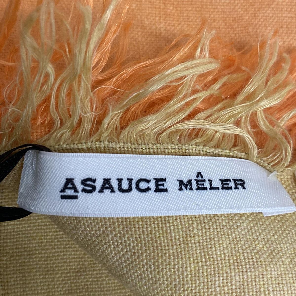 ASAUCE MELER(アソース メレ) ストール(ショール) - オレンジ×アイボリー×ライトイエロー グラデーション リネン ASAUCE MELER(アソース メレ) ストール(ショール) - オレンジ×アイボリー×ライトイエロー グラデーション リネン