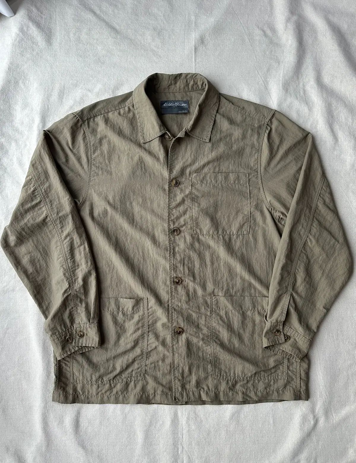 EDDIE BAUER(エディー・バウアー) カーキ ナイロン レーヨン シャツ ジャケット L