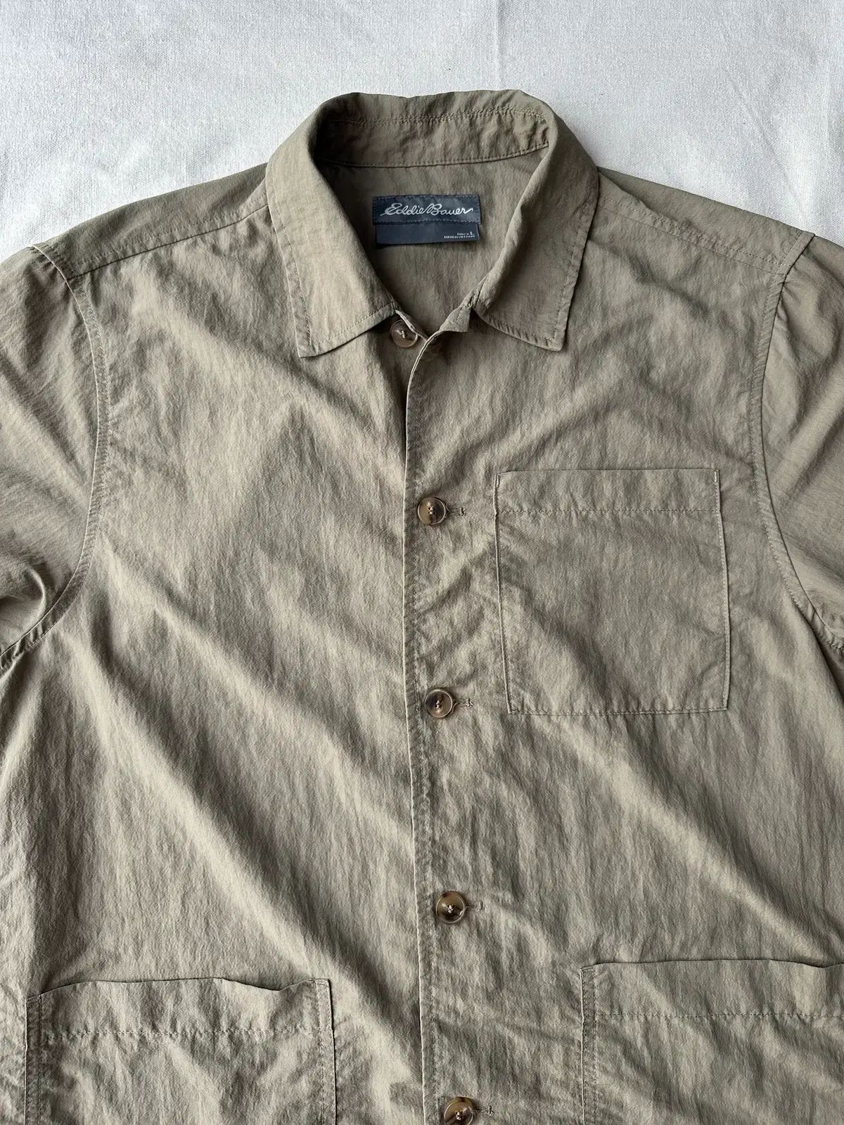EDDIE BAUER(エディー・バウアー) カーキ ナイロン レーヨン シャツ ジャケット L