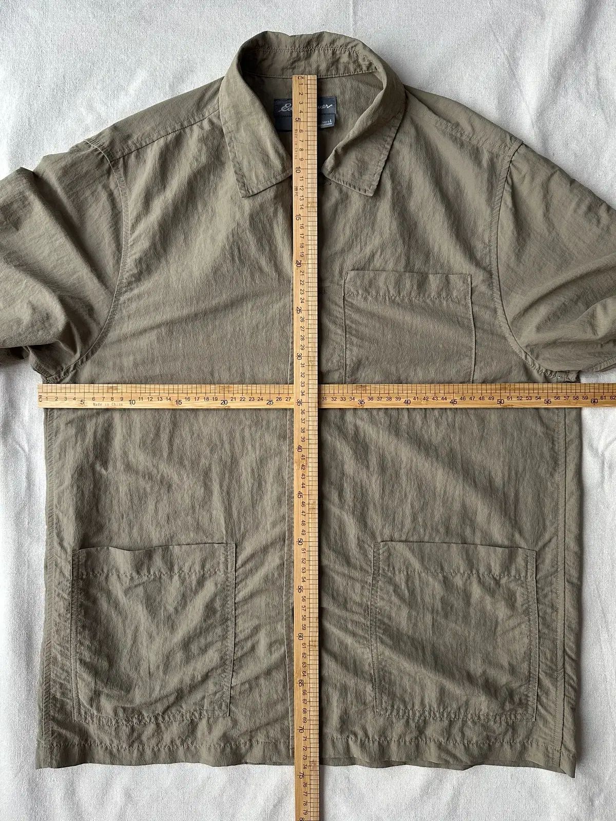 EDDIE BAUER(エディー・バウアー) カーキ ナイロン レーヨン シャツ ジャケット L