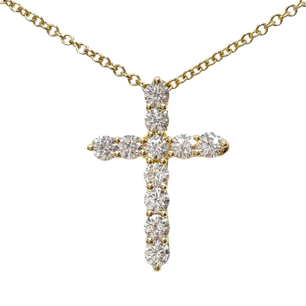 ティファニー Tiffany&Co. スモール クロス ネックレス ダイヤモンド K18YG 2.8g イエローゴールド レディース【中古】