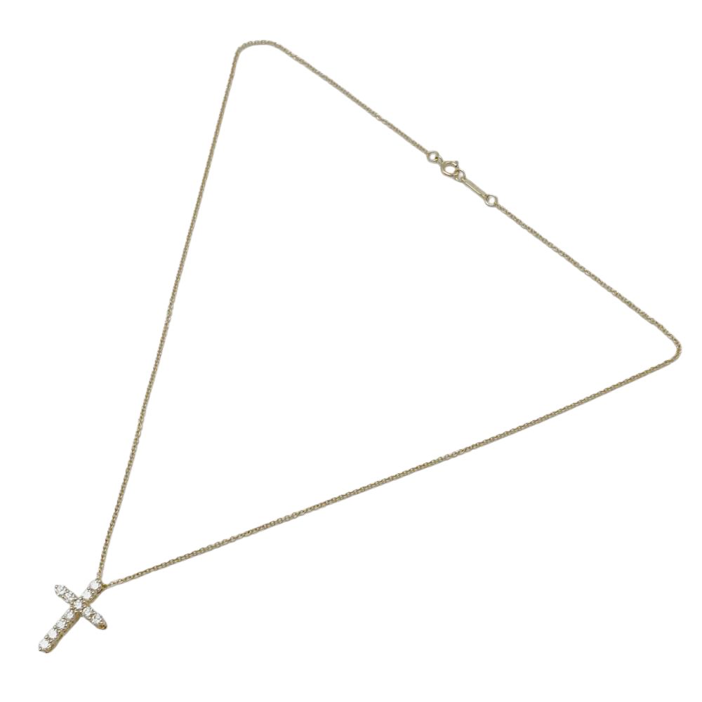 ティファニー Tiffany&Co. スモール クロス ネックレス ダイヤモンド K18YG 2.8g イエローゴールド レディース【中古】