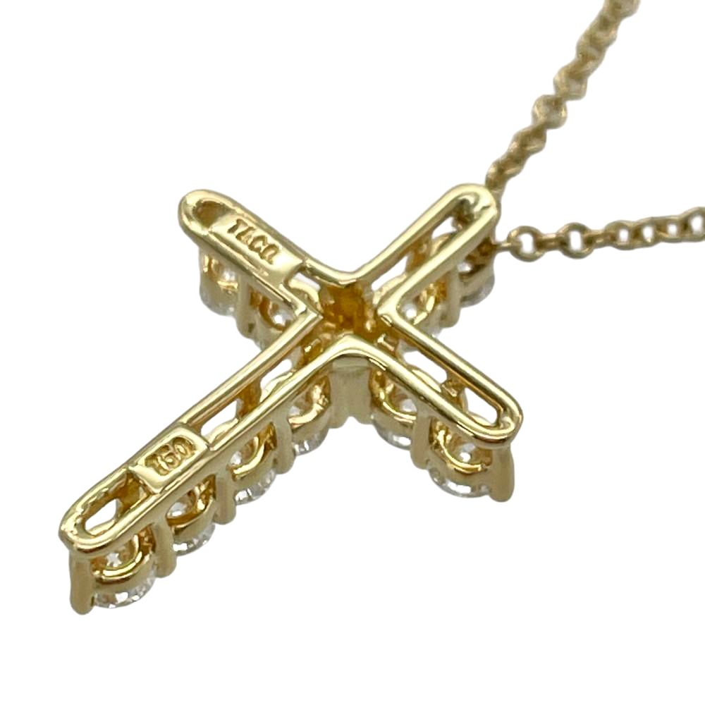 ティファニー Tiffany&Co. スモール クロス ネックレス ダイヤモンド K18YG 2.8g イエローゴールド レディース【中古】