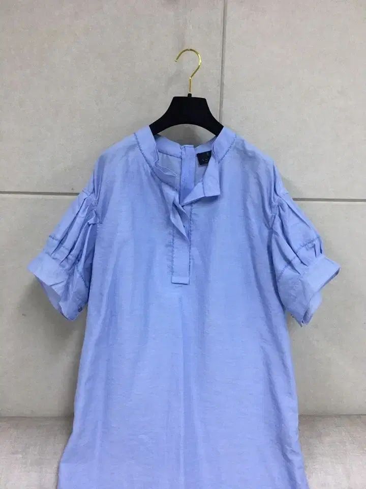 LANVIN ランバンコレクション シャツ レーヨン+リネン ロング丈ワンピース パフスリーブ LANVIN ランバンコレクション シャツ レーヨン+リネン ロング丈ワンピース パフスリーブ