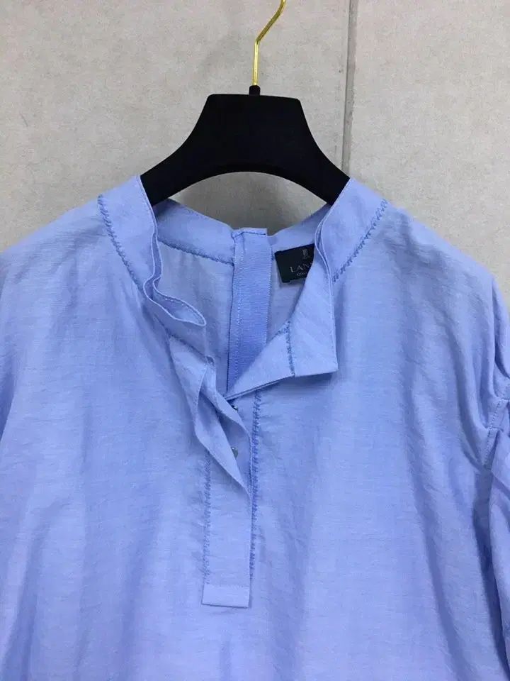 LANVIN ランバンコレクション シャツ レーヨン+リネン ロング丈ワンピース パフスリーブ LANVIN ランバンコレクション シャツ レーヨン+リネン ロング丈ワンピース パフスリーブ