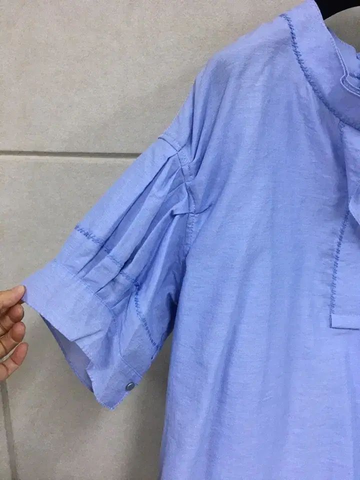 LANVIN ランバンコレクション シャツ レーヨン+リネン ロング丈ワンピース パフスリーブ LANVIN ランバンコレクション シャツ レーヨン+リネン ロング丈ワンピース パフスリーブ