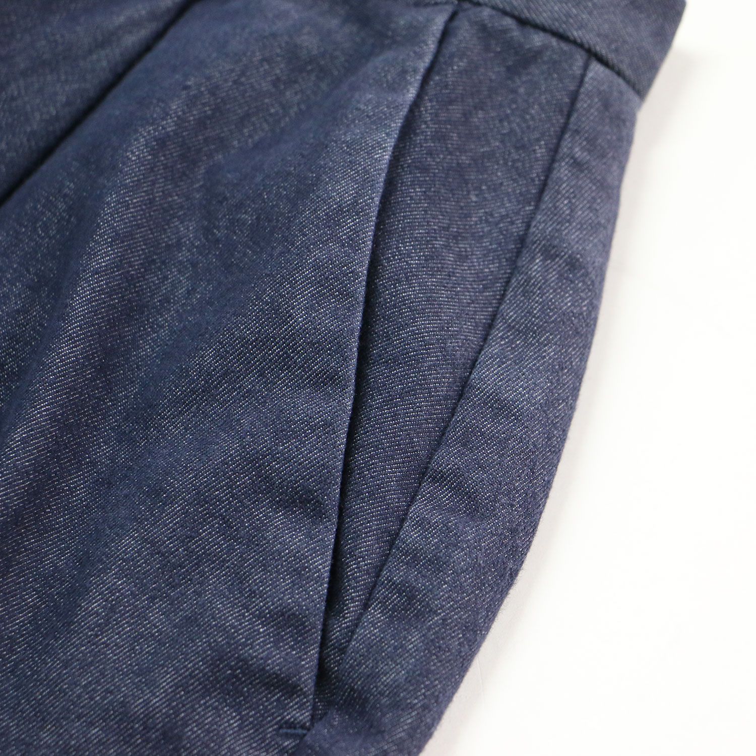 ENFOLD エンフォルド パンツ ネイビー 紺 サイズ:38(M) | タック テーパード デニムパンツ / ハイウエスト ジップフライ コットン | ボトムス ズボン 日本製【レディース】【中古】