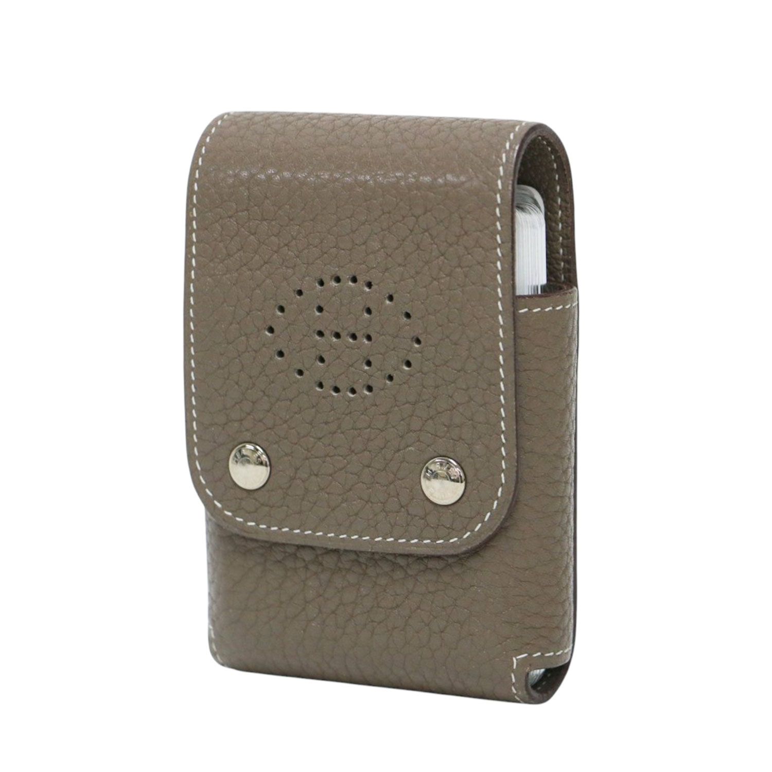 HERMES エルメス | エテュイカルトPM トランプ付き ⬜︎O 刻印 / カードケース 小物入れ | Hロゴ レザー | グレー系 | ブランド ファッション アイテム 小物【レディース】【中古】
