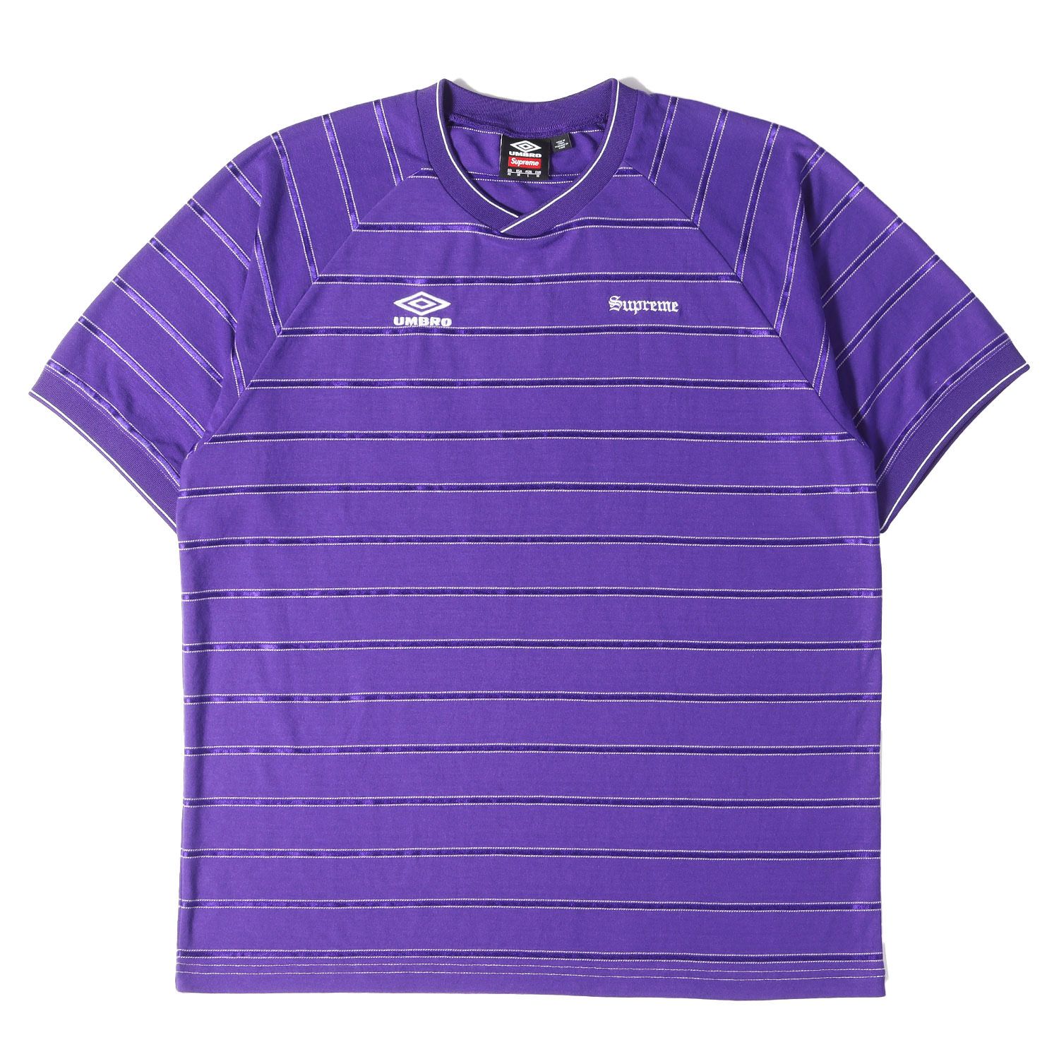 【新品】Supreme シュプリーム Tシャツ パープル サイズ:M | 25SS ×UMBRO ストライプ サッカージャージ(Stripe Soccer Jersey) | トップス カットソー 半袖【メンズ】