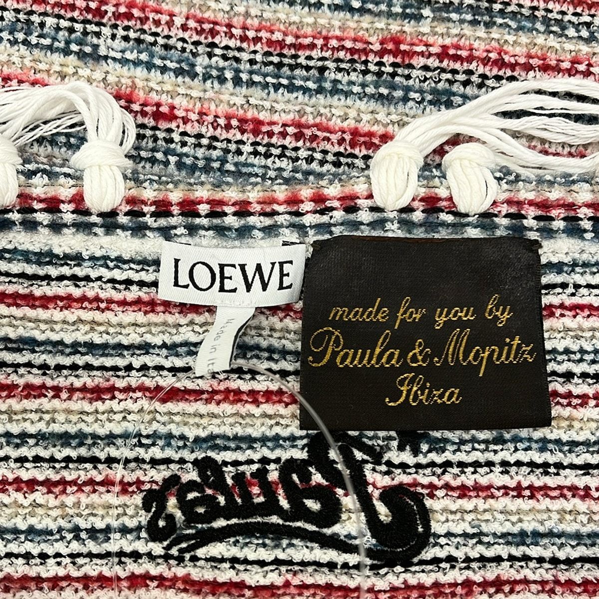 LOEWE(ロエベ) ワンピース サイズM レディース - レッド×ネイビー×マルチ キャミワンピ/ロング/ボーダー/PAULA & MORITZ IBIZA LOEWE(ロエベ) ワンピース サイズM レディース - レッド×ネイビー×マルチ キャミワンピ/ロング/ボーダー/PAULA & MORITZ IBIZA