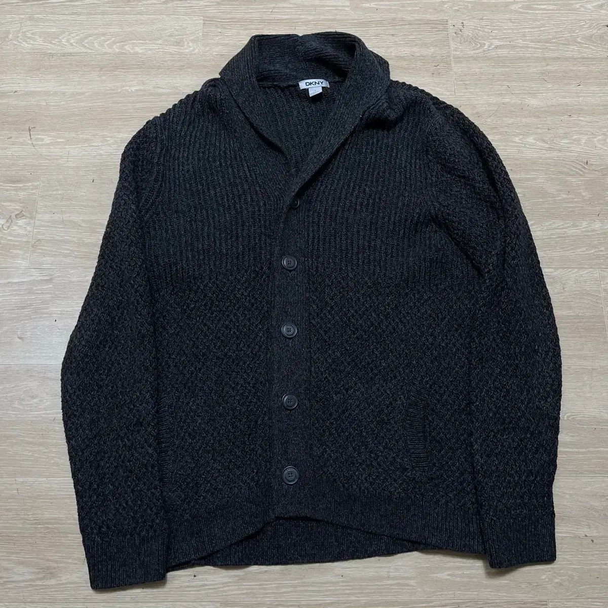 DKNY メンズ ショールカラー ニット ボタン カーディガン L/100