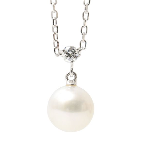 ミキモト ネックレス レディース 一粒パール ダイヤモンド ネックレス パール8.2mm K18 MIKIMOTO 中古