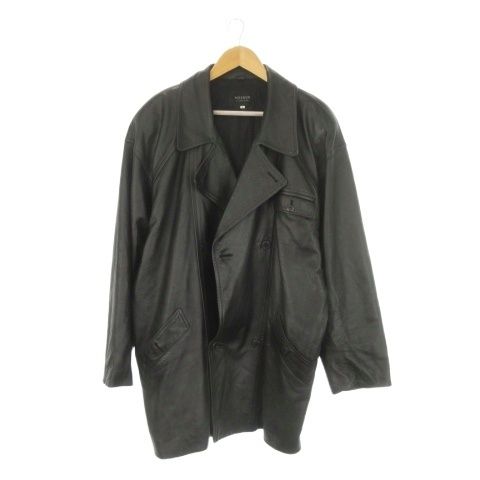 シープハウス SHEEP HOUSE VOISIN レザージャケット 上着 L 黒 ブラック ダブルブレスト ロング丈 長袖 /CK5 ■GY03