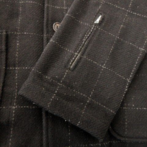 ソフネット SOPHNET. Harris Tweed コート M 黒 ブラック チェック柄 フード付き ボアライナー付き 長袖 /AO9 ■GY03