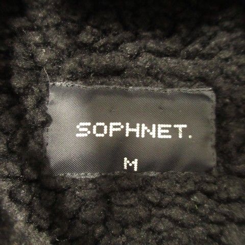 ソフネット SOPHNET. Harris Tweed コート M 黒 ブラック チェック柄 フード付き ボアライナー付き 長袖 /AO9 ■GY03