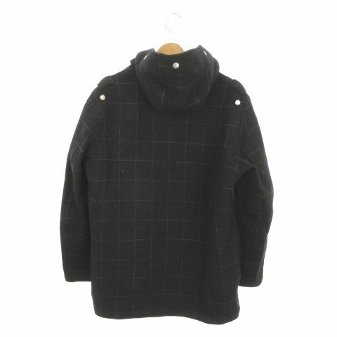 ソフネット SOPHNET. Harris Tweed コート M 黒 ブラック チェック柄 フード付き ボアライナー付き 長袖 /AO9 ■GY03