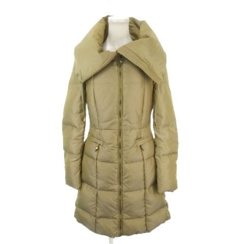 ザラ ZARA ダウンコート ビッグカラー フード付き ロング丈 S ベージュ 0518/251/307 /AH6 ■GY03
