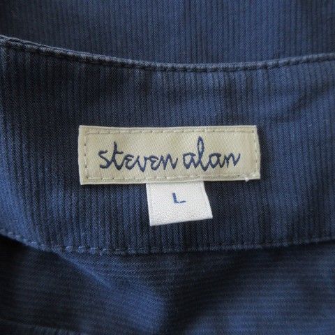 スティーブンアラン Steven Alan シャツコート ロングワークコート L 青 ブルー ノーカラー 長袖 ポケット付き /CK10 ■GY03 スティーブンアラン Steven Alan シャツコート ロングワークコート L 青 ブルー ノーカラー 長袖 ポケット付き /CK10 ■GY03