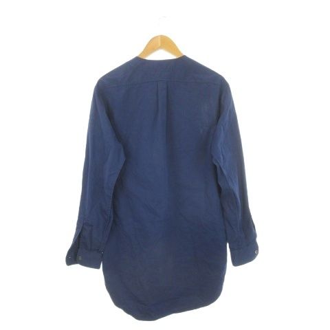 スティーブンアラン Steven Alan シャツコート ロングワークコート L 青 ブルー ノーカラー 長袖 ポケット付き /CK10 ■GY03 スティーブンアラン Steven Alan シャツコート ロングワークコート L 青 ブルー ノーカラー 長袖 ポケット付き /CK10 ■GY03