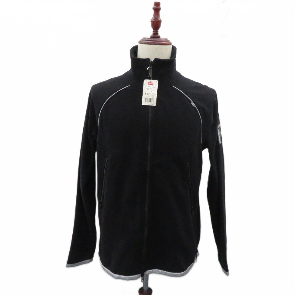 リーバイス Levi's × Jamiroquai フリースジャケット ミドル丈 M 黒 ブラック ダブルジップ スタンドカラー /MA1 ■GY99
