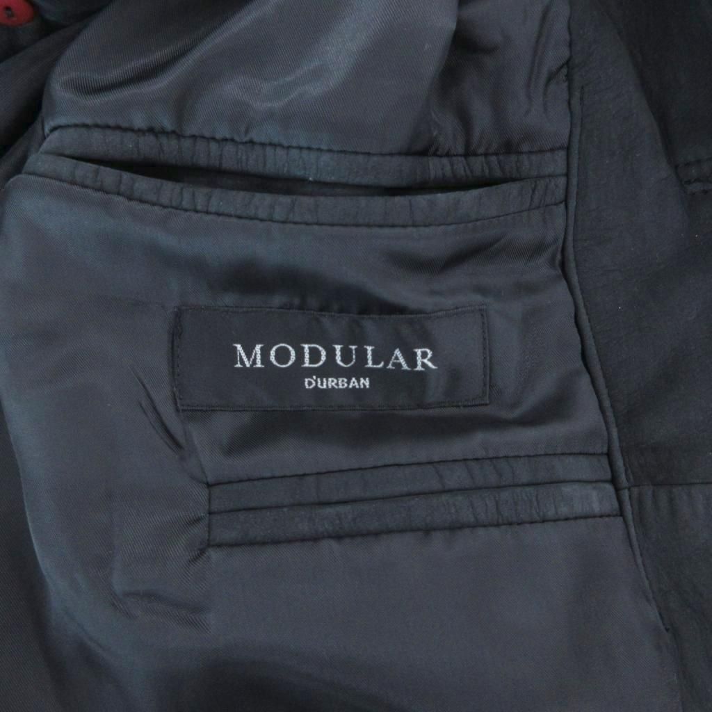 ダーバン DURBAN MODULAR レザーコート カーコート L 黒 ブラック 牛革 本皮ヨーク切替 無地 襟付き 長袖 /MX ■GY99
