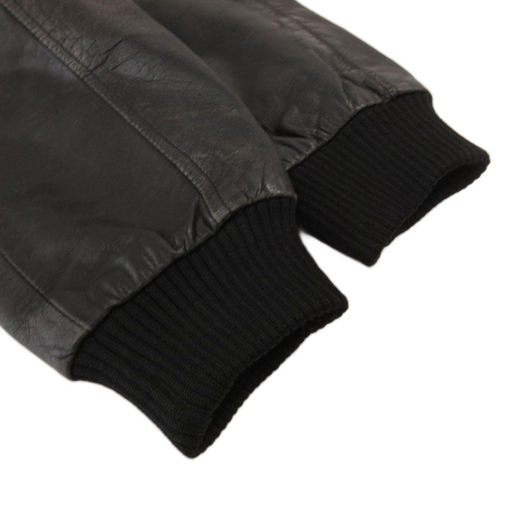 マルマス Marumasu LEATHER WEAR ヴィンテージ レザージャケット ブルゾン L ジップアップ 短丈 チェック柄 黒 ブラック /KB ■GY99