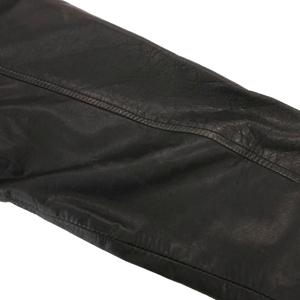 マルマス Marumasu LEATHER WEAR ヴィンテージ レザージャケット ブルゾン L ジップアップ 短丈 チェック柄 黒 ブラック /KB ■GY99