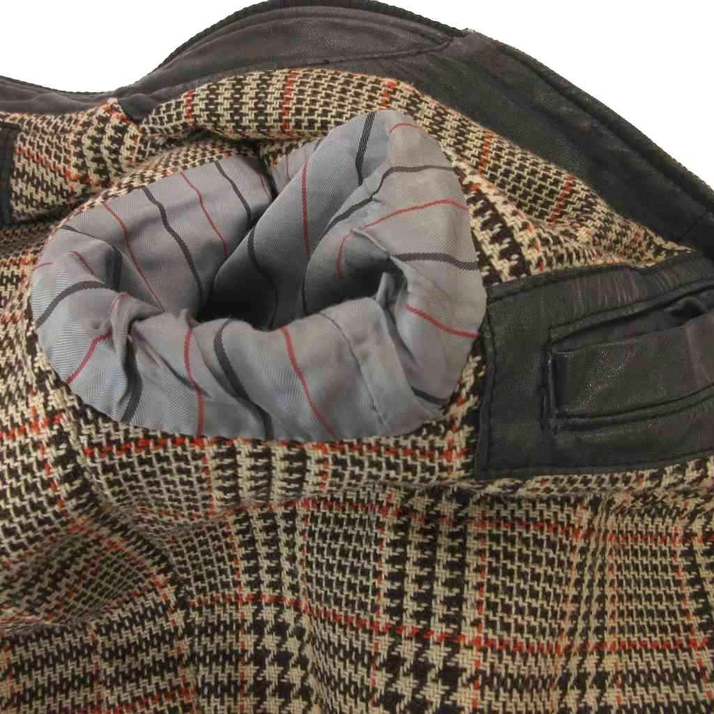 マルマス Marumasu LEATHER WEAR ヴィンテージ レザージャケット ブルゾン L ジップアップ 短丈 チェック柄 黒 ブラック /KB ■GY99