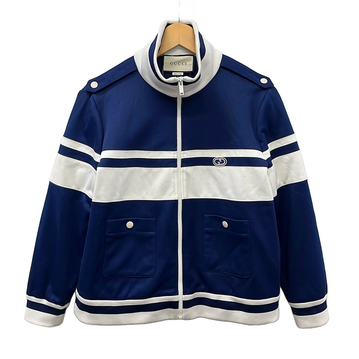 GUCCI(グッチ) ブルゾン サイズL レディース美品 - 634822 XJCZ7 ネイビー×白 長袖/春/秋