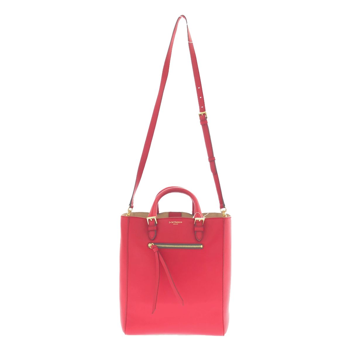 J&M DAVIDSON ジェイアンドエムデヴィッドソン OLIVIA TALL S レザーショルダーバッグ レッド