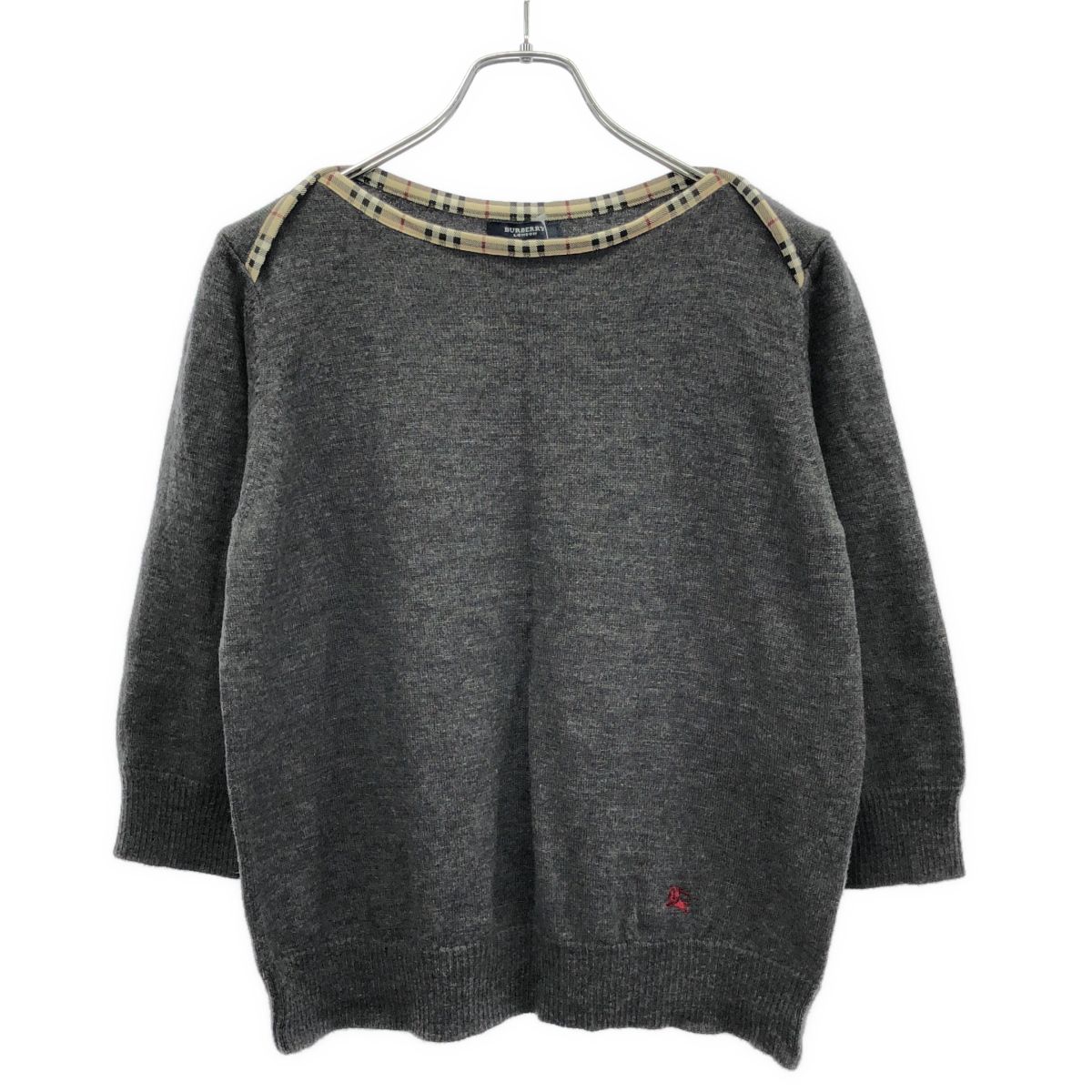 BURBERRY LONDON バーバリーロンドン ノバチェックパイピングニットセーター FB155-680-07 グレー 15