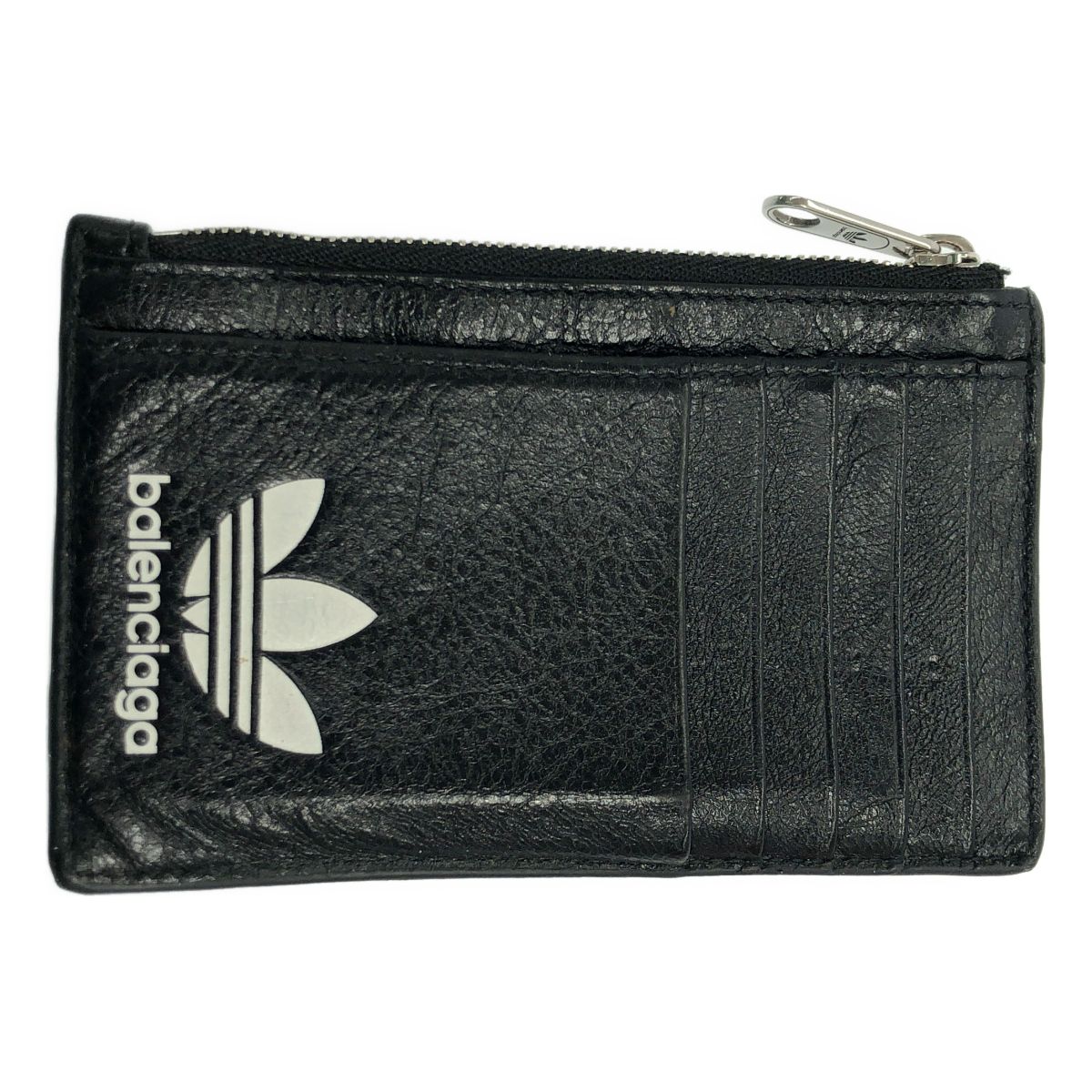 BALENCIAGA×adidas バレンシアガ アディダス フラグメントレザーカードケース 721896 ブラック