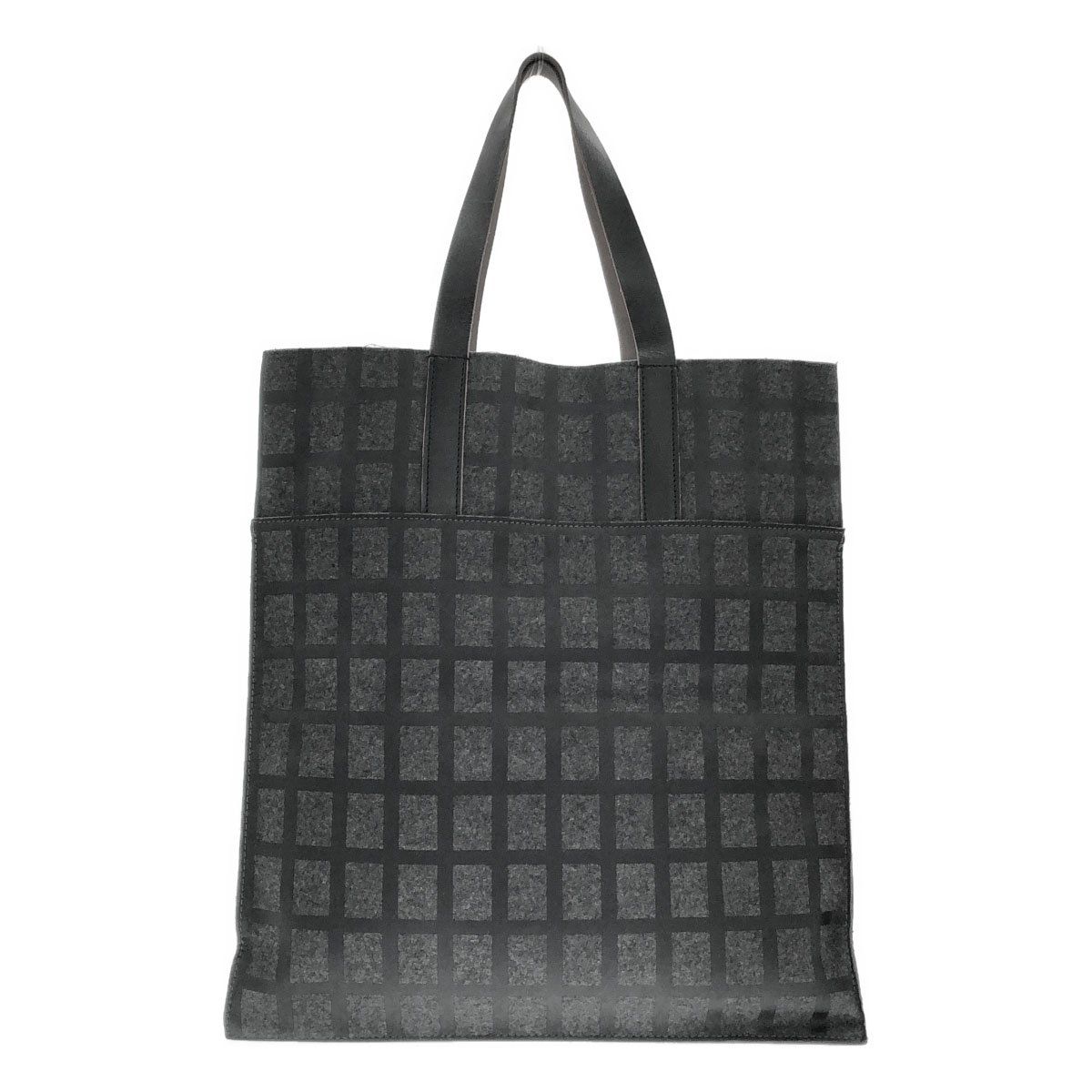 MARNI マルニ コーティングチェックフェルトレザートートバッグ グレー