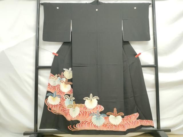 平和屋着物□豪華黒留袖 刺繍 エ霞桐文 金銀糸 金彩 正絹 逸品
