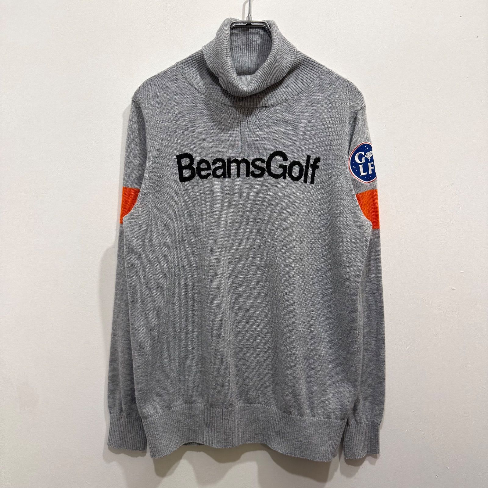 BEAMS GOLF ORANGE LABEL スペースロゴ タートルネック ニット ゴルフウェア グレー L【送料込み】