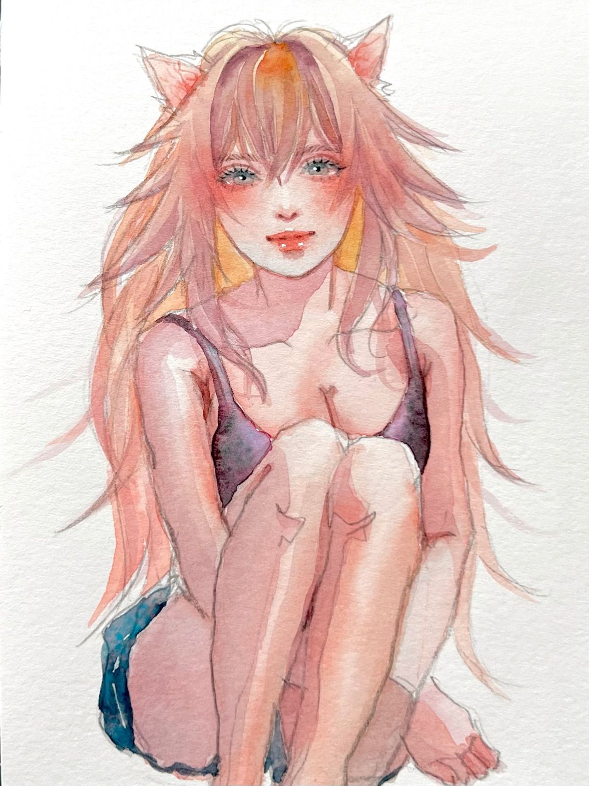 【②水彩原画】「ぬくもり」ルーシー