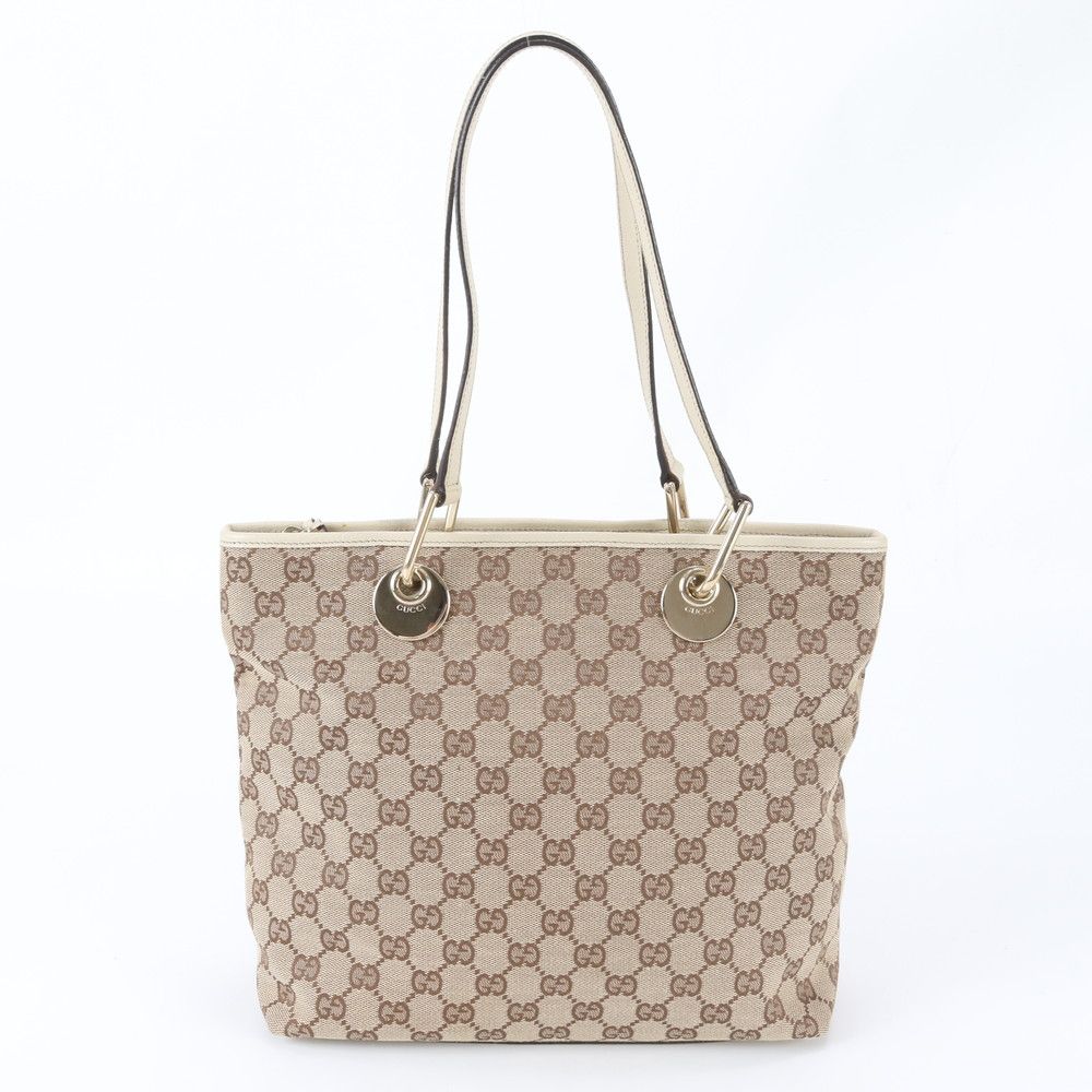 h*u様 【極美品】GUCCI レディースショルダー バッグ レザー 極美品 グッチ GGキャンバス 139552 レザー トート バッグ 肩掛け