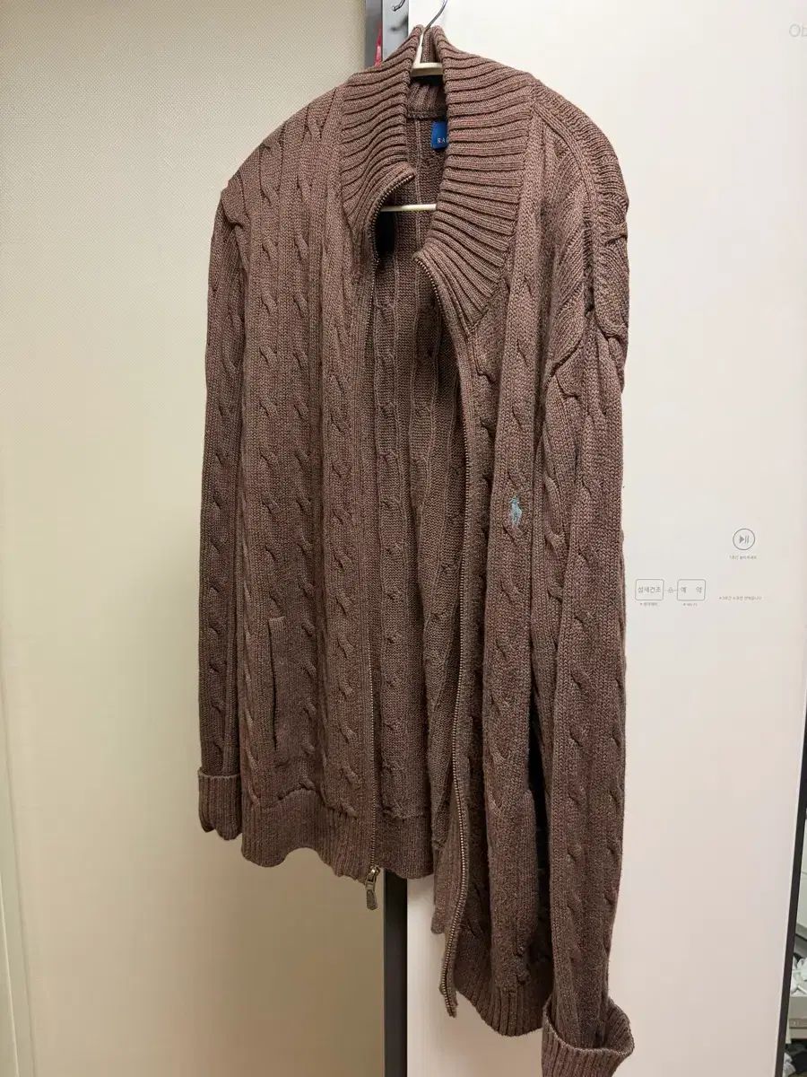XL ポロ ラルフローレン ブラウン ケーブル ニットジップアップ