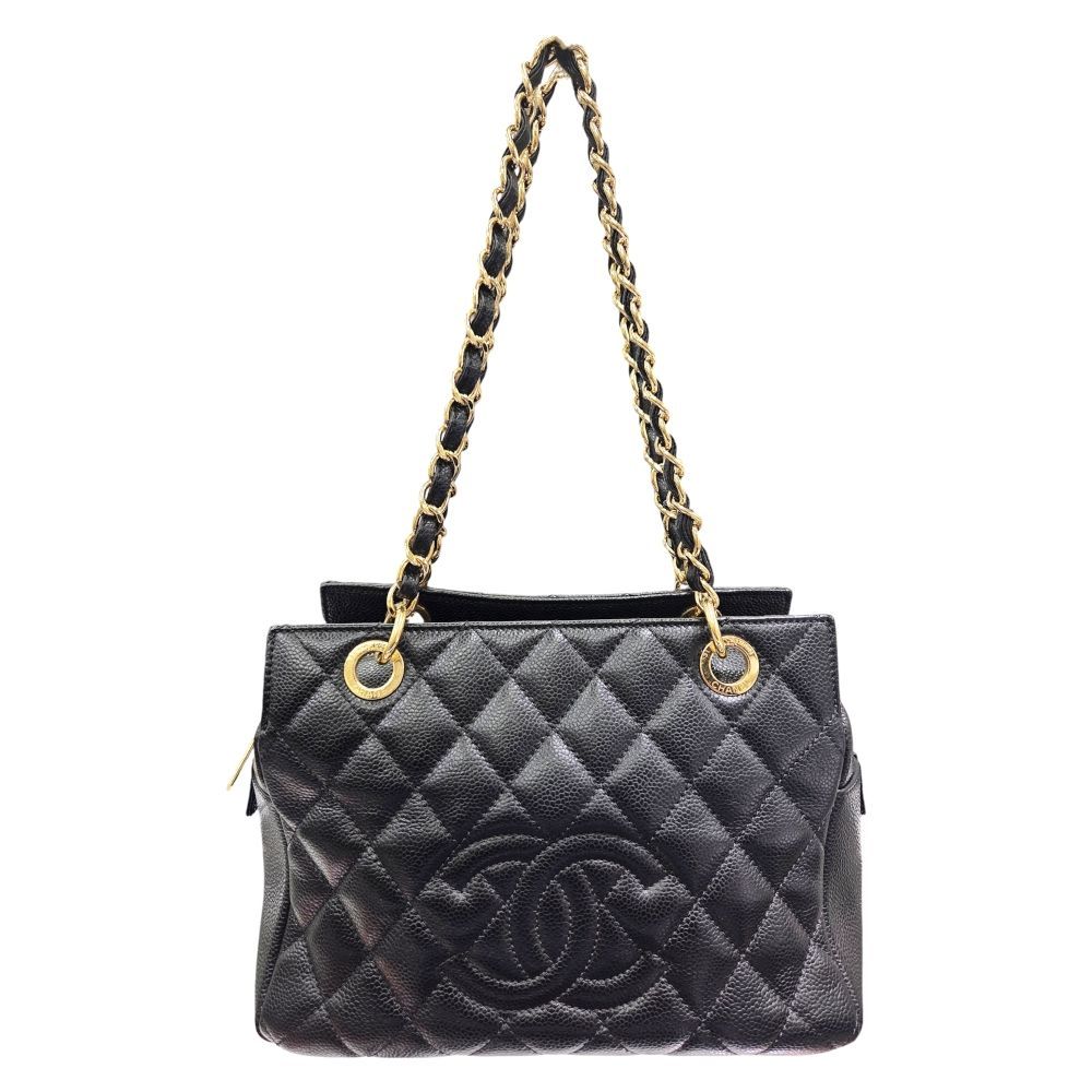 【中古】CHANEL シャネル PTT プチタイムレストート キャビアスキン ゴールド金具 ココマーク チェーントート 17番台 レディース お出かけ 人気 【ブランドギャラリー心斎橋店】