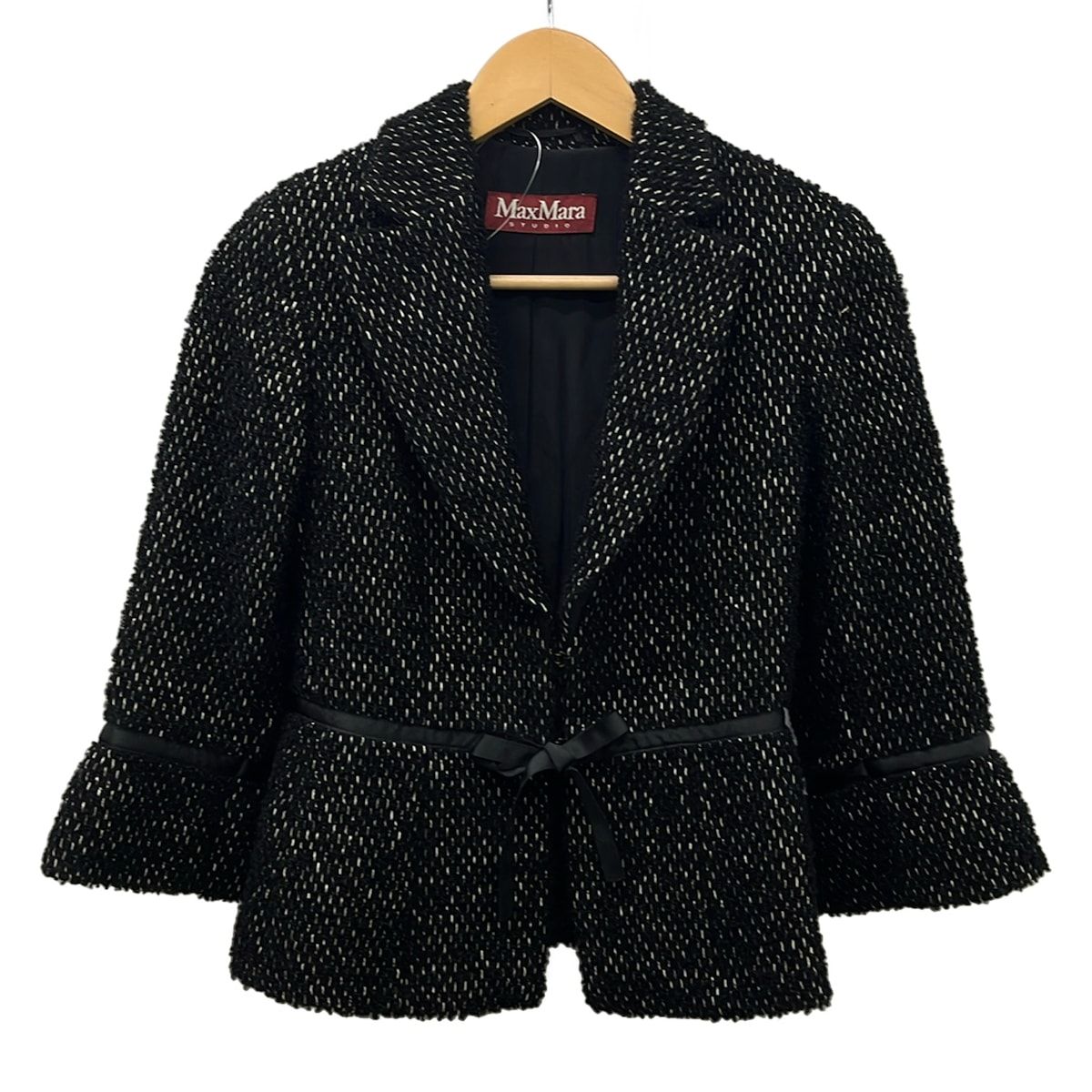 Max Mara STUDIO(マックスマーラスタジオ) ジャケット サイズ38 M レディース美品 - 黒×アイボリー 長袖/秋/冬