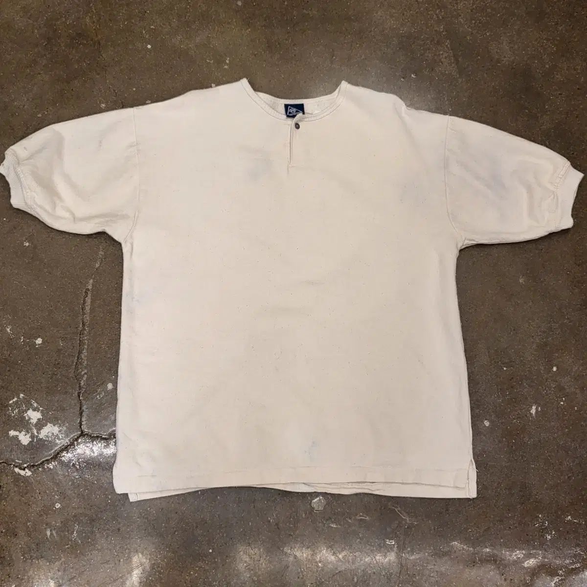 90s Made in usa アイボリー 半袖 ヘンリーネック Tシャツ