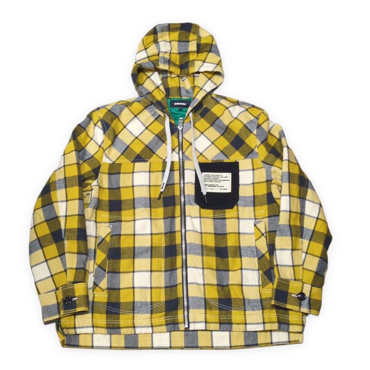 DIESEL ディーゼル チェック柄 ジップパーカー メンズ Lサイズ