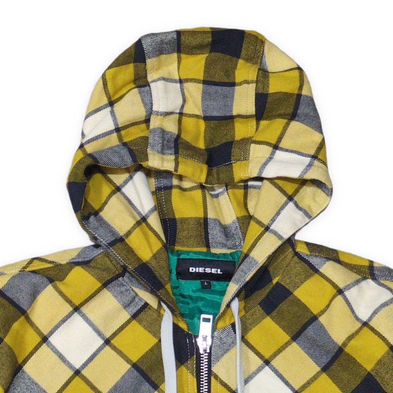 DIESEL ディーゼル チェック柄 ジップパーカー メンズ Lサイズ