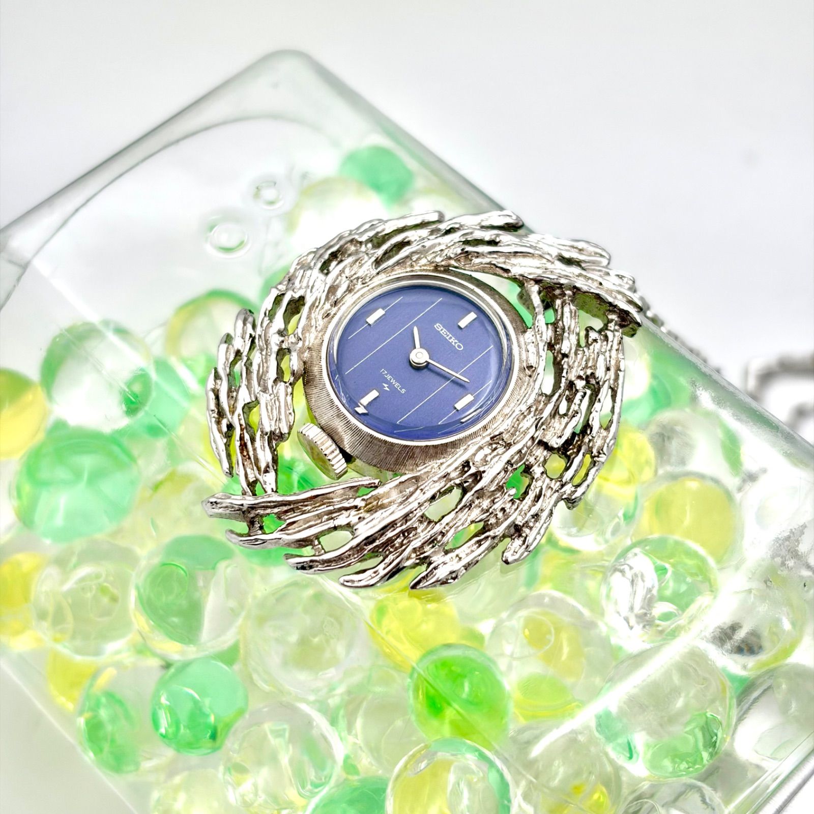 【稼働】SEIKO セイコー 機械式 手巻き 懐中時計 シルバー ネイビー WGP 21-0210 044449